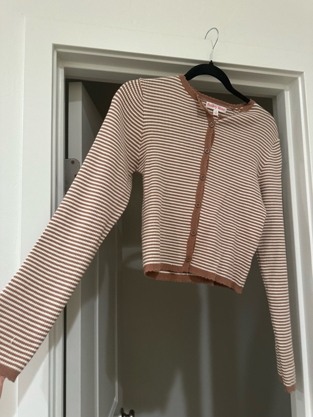 Brown and Cream Striped cardigan top